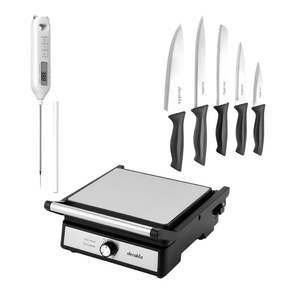 SM Essential Bundles Kitchen Tools & Accessories KitchenGrill Set - Decakila Meat Thermometer + Decakila 5 Pieces Kitchen Knife + Decakila 2000W Contact Grill