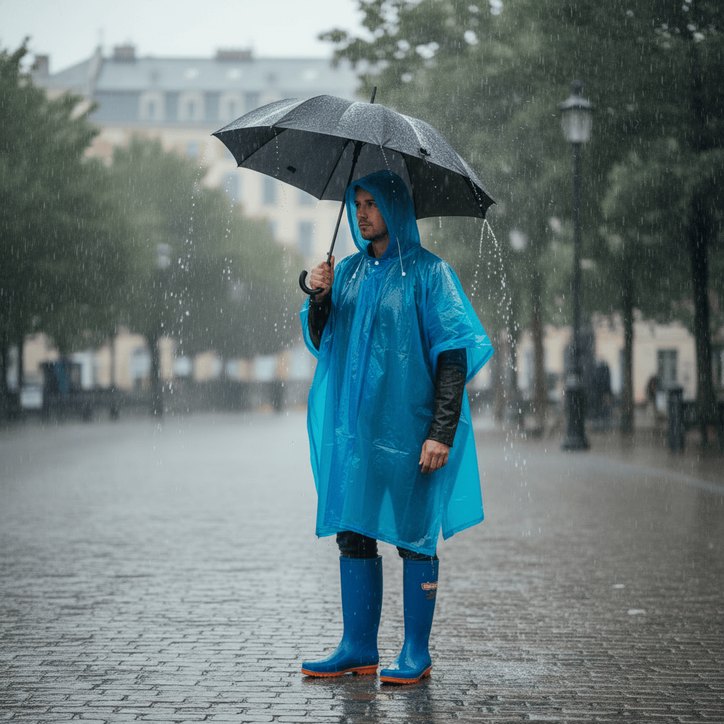 SM Essential Bundles Specialty Safety Equipment Rainy Day Essentials Set - Umbrella, Raincoat & Wellington Boots