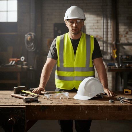 SM Essential Bundles Specialty Safety Equipment Site Safety Starter Kit - Dyllu Reflection Vest, Safety Goggles & Safety Helmet