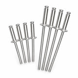 JcTop 4.8 mm open-end blind rivets in 19 mm and 30 mm lengths on a clean white background.