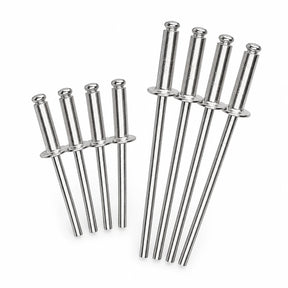 JcTop 4.8 mm open-end blind rivets in 19 mm and 30 mm lengths on a clean white background.