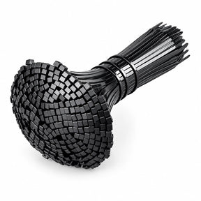 JcTop black nylon self-locking cable ties bundled together on a white background.