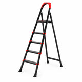 Mary black steel folding multipurpose step ladder opened in a clean product studio view