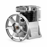 Mirage single-head aluminium belt-driven air-compressor replacement pump with large front flywheel on white background