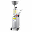 Mirage HC-2097 pneumatic waste-oil extractor with wheeled tank, transparent level chamber, funnel, hoses and suction probes on white background