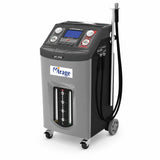 Mirage GD-606 automatic transmission fluid exchanger with digital control panel, gauges, hoses and wheeled 20L cabinet on white background