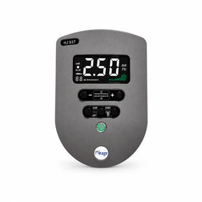Mirage HJ937 wall-mounted automatic tyre inflator with digital pressure display and control buttons on a white background