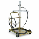 Mirage 61501940 mobile pneumatic grease pump unit with trolley, follow plate, hose and dispensing gun on white background