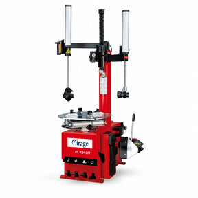 Mirage PL-1292IT red semi-automatic tyre changer with helper arms on a white background.