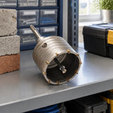 Mister masonry core drill bit resting on an organised maintenance-tool shelf
