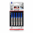 NRG five-piece T118A 75mm HSS T-shank jigsaw blade pack for thin metal cuts