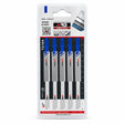 NRG five-piece T318A 130mm HSS T-shank jigsaw blades for metal in retail blister packaging on white background