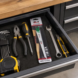 Packaged NRG 150mm wood reciprocating saw blade stored in an organised professional workshop drawer