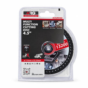NRG 115 mm diamond metal-cutting disc in branded clear blister packaging on a white background.
