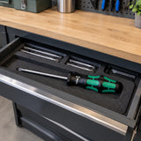 Wera Phillips screwdriver resting in an organised maintenance workshop drawer
