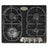 Kaiser Empire Black Silver 60cm four-burner gas hob with front-mounted metallic control knobs on white background