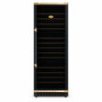 Kaiser Art Deco K 64833 AD black 3-zone wine cooler with gold trim shown closed on a white background.