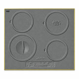 Kaiser KCT 6705 RI Herd grey four-zone induction hob with antique-gold frame and front touch controls on white background