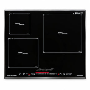 Kaiser KCT 6536 FI Avant black 60cm induction hob with three cooking zones and front slider touch controls on white