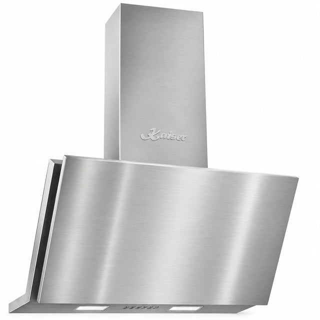 Kaiser Avantgarde Pro AT 9455 N Eco stainless steel 90cm angled cooker hood on a white background