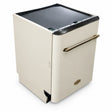 Kaiser Empire ivory and black semi-integrated dishwasher with metallic handle shown on a white background.