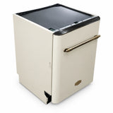 Kaiser Empire ivory and black semi-integrated dishwasher with metallic handle shown on a white background.