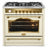 Ivory Kaiser Empire 90cm dual-fuel range cooker with five gas burners and multifunction electric oven on a white background.