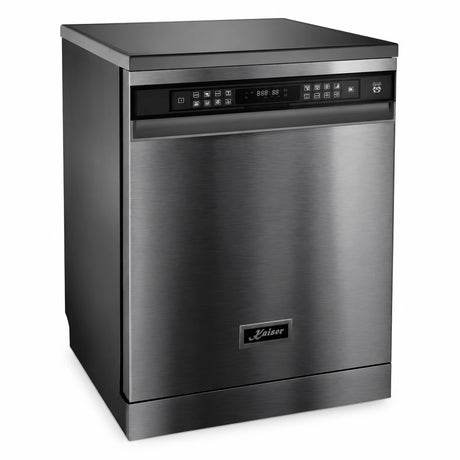 Kaiser Grand Chef S 6006 XL RS freestanding black stainless steel dishwasher on a white background