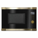 Black Kaiser Art Deco built-in microwave oven with light metallic trim and right-side digital controls on a white background.