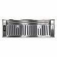 Kaiser EA 945 Eco stainless steel built-in cooker hood shown front-facing on a white background with patterned metal filter and electronic controls.