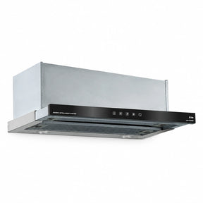 Kaiser Grand Chef EA 644 Eco 60cm built-in cooker hood with black glass front and stainless-steel flat screen on white background.