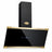 Kaiser Art Deco 90cm Ivory and Black chimney cooker hood with angled glass front and decorative trim on white background