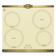 Kaiser Empire ivory 60cm induction hob with four marked cooking zones and metallic trim on a white background.