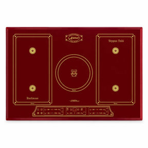 Kaiser Empire 77cm Bordeaux Red five-zone induction hob with Power Slide touch controls on a white background