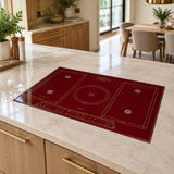 Bordeaux Red Kaiser Empire five-zone induction hob installed flush in a contemporary kitchen island