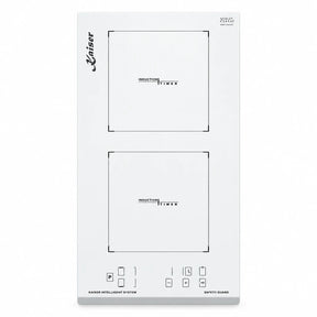 White Kaiser Grand Chef 30cm Domino induction hob with two cooking zones and front sensor controls on a clean studio background.