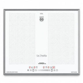 White Kaiser La Perle 60cm induction hob with four cooking zones and front Power Slide touch controls on a clean studio background.