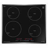 Kaiser Grand Chef KCT 6705 FI black 60cm induction hob with four QuickHeat cooking zones and touch controls on a white background.