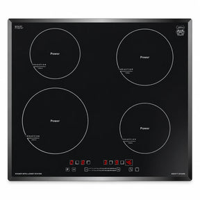 Kaiser Grand Chef KCT 6705 FI black 60cm induction hob with four QuickHeat cooking zones and touch controls on a white background.