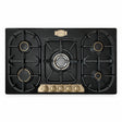 Kaiser Empire black and ivory 90cm gas hob with five burners and front-mounted control knobs on white background