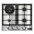 Kaiser KG 6357 Turbo 60cm stainless steel four-burner gas hob with front controls on a white background