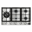 Kaiser Avantgarde Pro KG 9357 Turbo stainless steel five-burner gas hob on white background.
