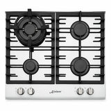 Kaiser Grand Chef Turbo white and black 60cm four-burner gas hob with front controls on a white background.