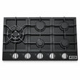 Kaiser KCG 9387 Turbo black five-burner gas hob with cast-iron supports and front controls on white background