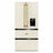 Kaiser Empire 506L ivory and black French door refrigerator freezer with gold handles and front dispenser on white background