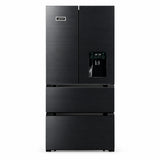 Kaiser Avantgarde Pro KS 80420 RS black stainless steel French-door refrigerator with two freezer drawers on a white background.
