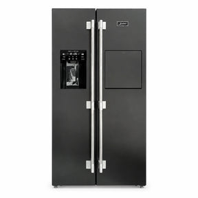 Kaiser KS 90500 RS black stainless steel side-by-side refrigerator freezer with front dispenser and silver handles