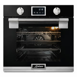 Kaiser EH 6338 S 79L black built-in pyrolytic electric oven with stainless controls and digital display on white background