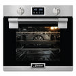 Kaiser EH 6337 79L stainless steel and black built-in multifunction electric oven isolated on white.