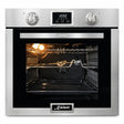 Kaiser EH 6323 79L stainless steel built-in electric oven with black glass door and digital controls on white background.